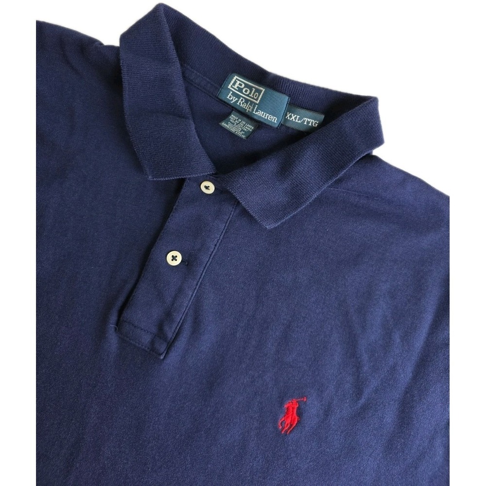 Polo Ralph Lauren Men's Polo Shirt XXL Blue  Solid Short Sleeve Pony Logo Cotton